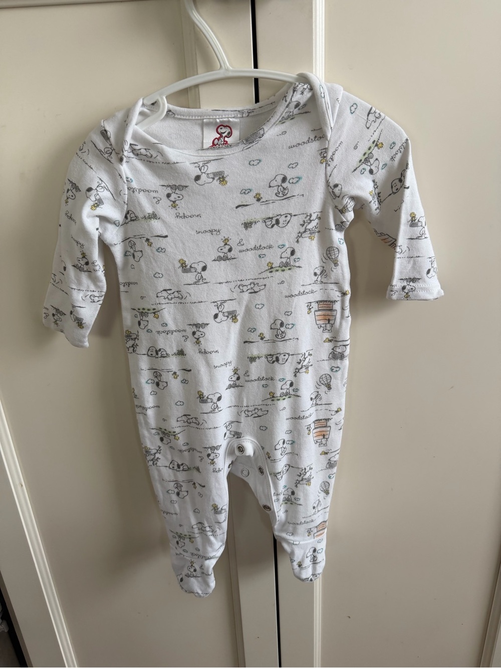 White Snoopy 0-3m Print Baby One-Piece Romper